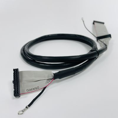 2.54 मिमी पिच ब्लैक रिबन फ्लैट केबल UL2651 28awg आईडीसी कनेक्टर के साथ