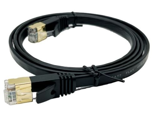 कस्टम ब्लैक मोल्डेड केबल असेंबली RJ45 Cat7 ईथरनेट पैच केबल 8P8C कनेक्टर केबल