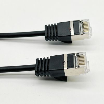 कस्टम ब्लैक मोल्डेड केबल असेंबली RJ45 Cat7 ईथरनेट पैच केबल 8P8C कनेक्टर केबल
