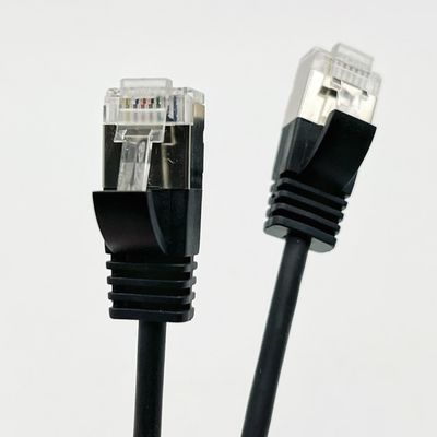 कस्टम ब्लैक मोल्डेड केबल असेंबली RJ45 Cat7 ईथरनेट पैच केबल 8P8C कनेक्टर केबल