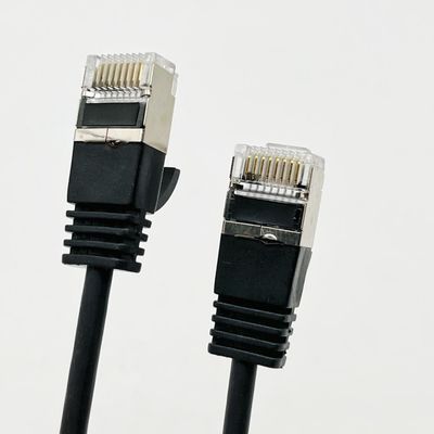 कस्टम ब्लैक मोल्डेड केबल असेंबली RJ45 Cat7 ईथरनेट पैच केबल 8P8C कनेक्टर केबल