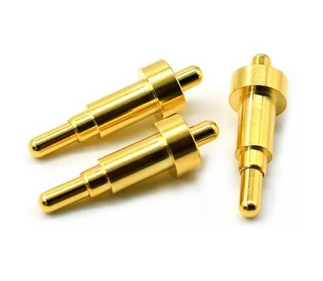 पुरुष Solder 9.5 मिमी Pogo पिन कनेक्टर पीतल 3.2 मिमी ऊंचाई वसंत लोड सोने की चादर