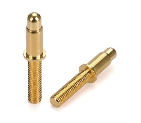 पुरुष Solder 9.5 मिमी Pogo पिन कनेक्टर पीतल 3.2 मिमी ऊंचाई वसंत लोड सोने की चादर