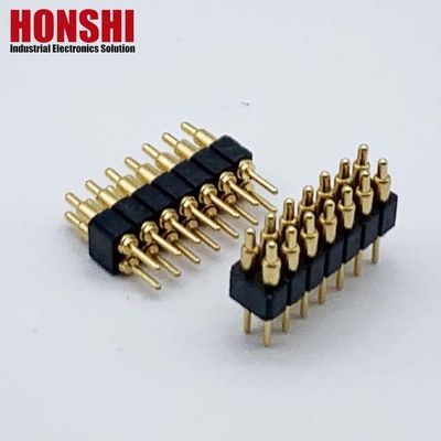 2.54mm H2.5 2x7Pin पोगो पिन कनेक्टर पीतल स्प्रिंग लोड इलेक्ट्रॉनिक स्ट्रेट डिप पीसीबी