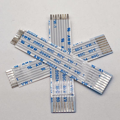 UL20624 1.25mm 8Pin FFC रिबन केबल 80C 60V 100mm रिबन लचीला फ्लैट केबल