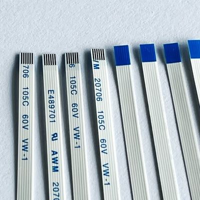 6 पिन FFC फ्लैट केबल कस्टम Awm 20706 105c 60v Vw-1 0.5 मिमी पिच 8 10 64P FFC FPC केबल
