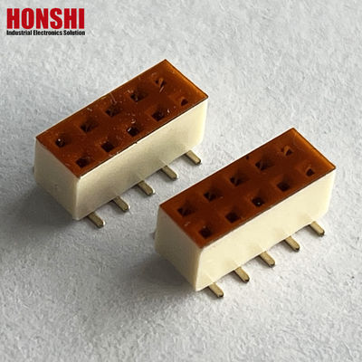 महिला हेडर कनेक्टर डबल रो सफेद पिच 2.54mm H7.1 10p SMT प्रकार PA6T पीसीबी बोर्ड