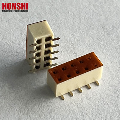 महिला हेडर कनेक्टर डबल रो सफेद पिच 2.54mm H7.1 10p SMT प्रकार PA6T पीसीबी बोर्ड