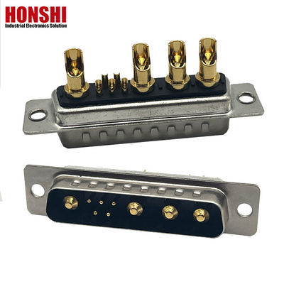 9w4 Solder Wire Communication D Sub Connector Gold Plated Male Mixed High Current 5+4 कोर