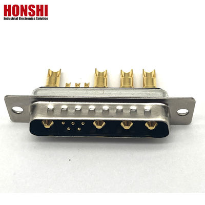9w4 Solder Wire Communication D Sub Connector Gold Plated Male Mixed High Current 5+4 कोर