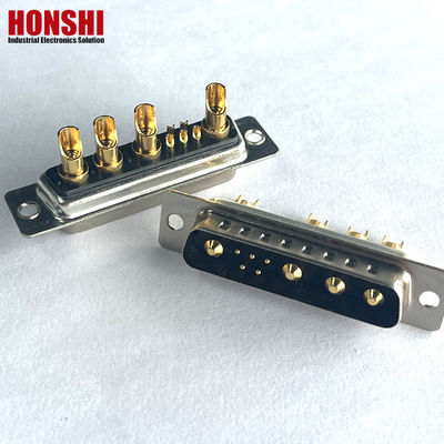 9w4 Solder Wire Communication D Sub Connector Gold Plated Male Mixed High Current 5+4 कोर