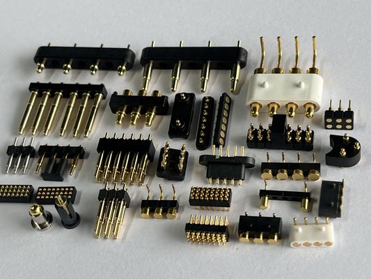 एसएमटी प्रकार पोगो पिन डॉकिंग कनेक्टर 4पिन 10पिन 12पिन स्प्रिंग लोडेड संपर्क उच्च स्थायित्व और नमक कोहरे प्रतिरोध के साथ