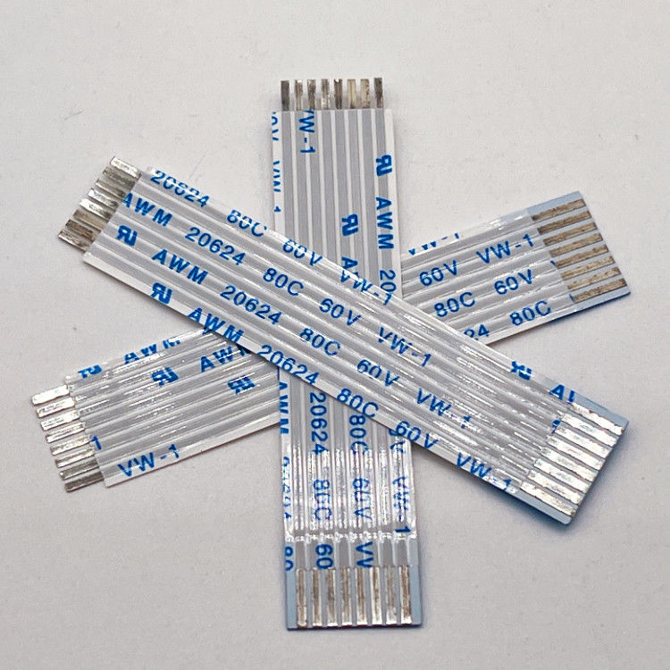 UL20624 1.25mm 8Pin FFC रिबन केबल 80C 60V 100mm रिबन लचीला फ्लैट केबल