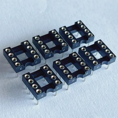 2.54mm 8 पिन आईसी सॉकेट कनेक्टर महिला सीधे पिन हेडर पीबीटी इन्सुलेशन सामग्री काला