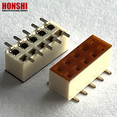 महिला हेडर कनेक्टर डबल रो सफेद पिच 2.54mm H7.1 10p SMT प्रकार PA6T पीसीबी बोर्ड
